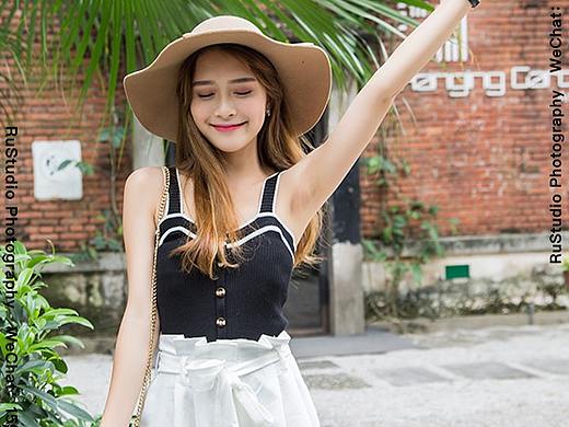 法式桔梗初恋甜美连衣裙吊带裙子沙滩裙模特服装拍摄影