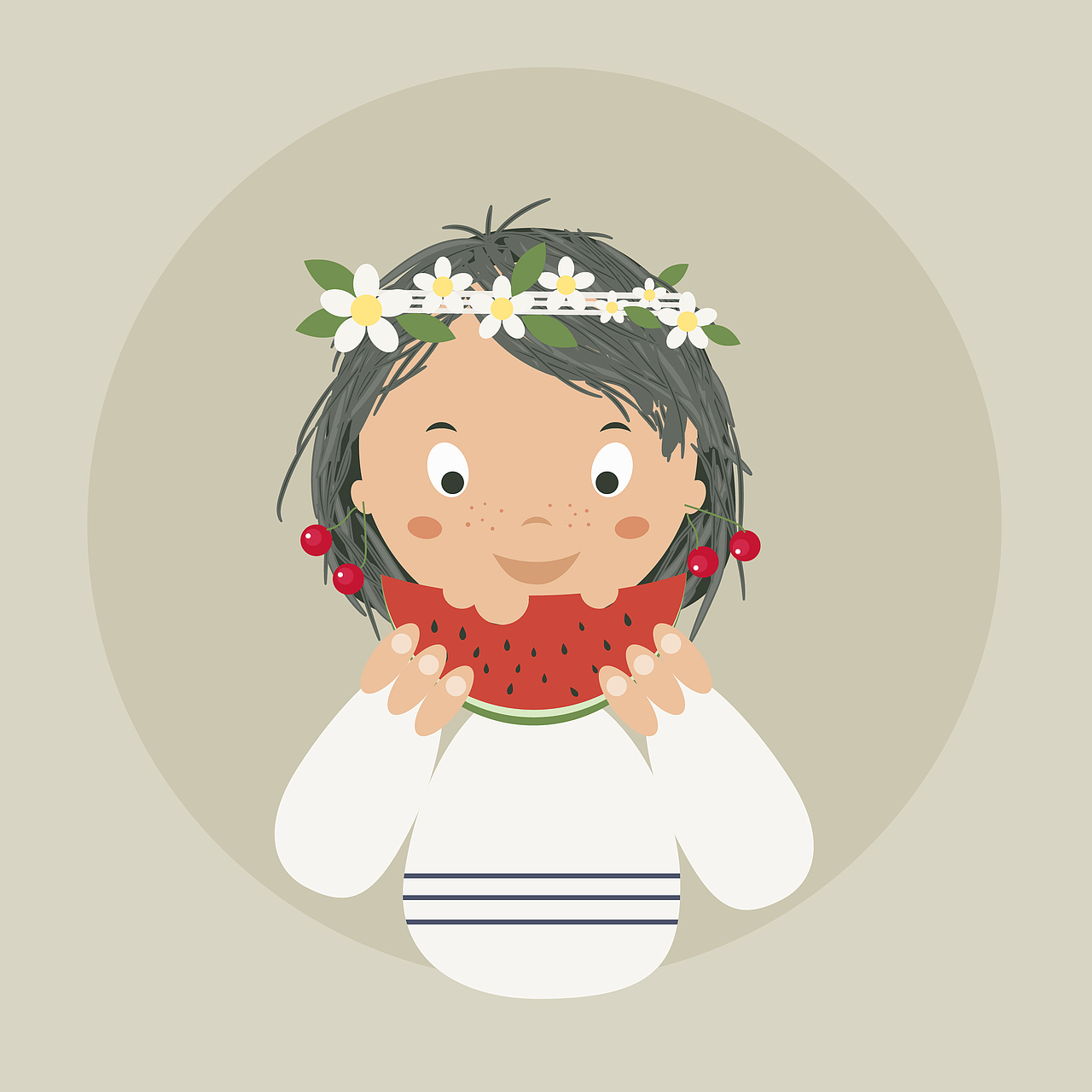 吃西瓜的小女孩（图ZNTE5Mjk0MDQ=） - 图标 - 站酷设计师大花花er原创素材 - 站酷ZCOOL