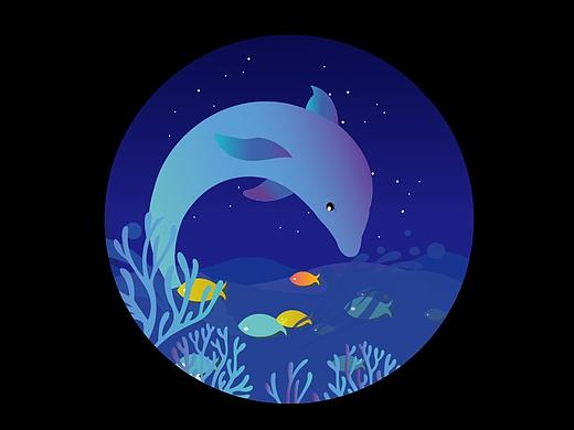 海豚小插画