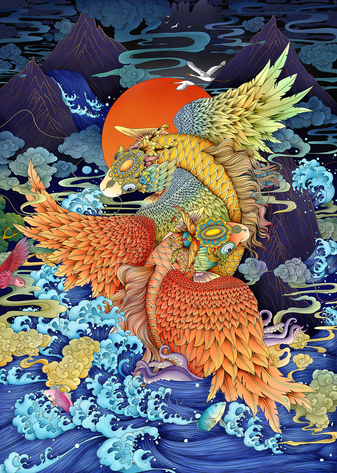 山海经异兽之蠃鱼|插画|创作习作|猫那个喵424_原创作品-站酷zcool