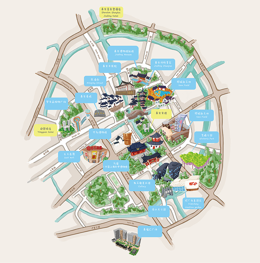 2015上海嘉定旅游手绘地图