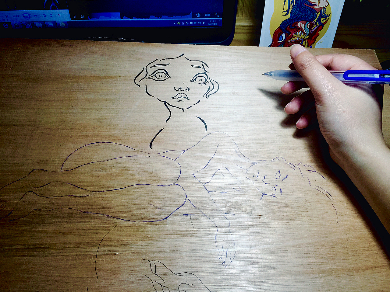 小飞的木板画——『旁观者』。。