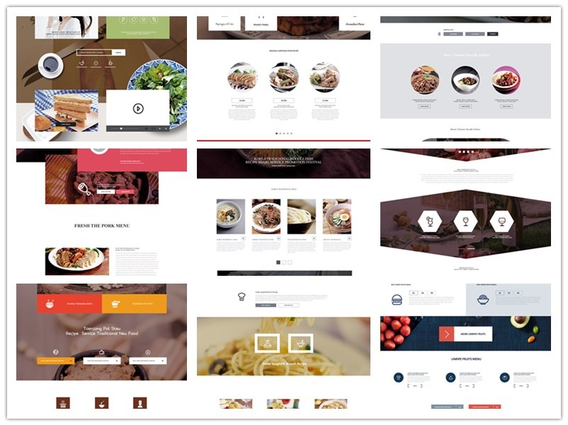 简洁中西式美食餐饮外卖预订官网首页专题UI界面设计