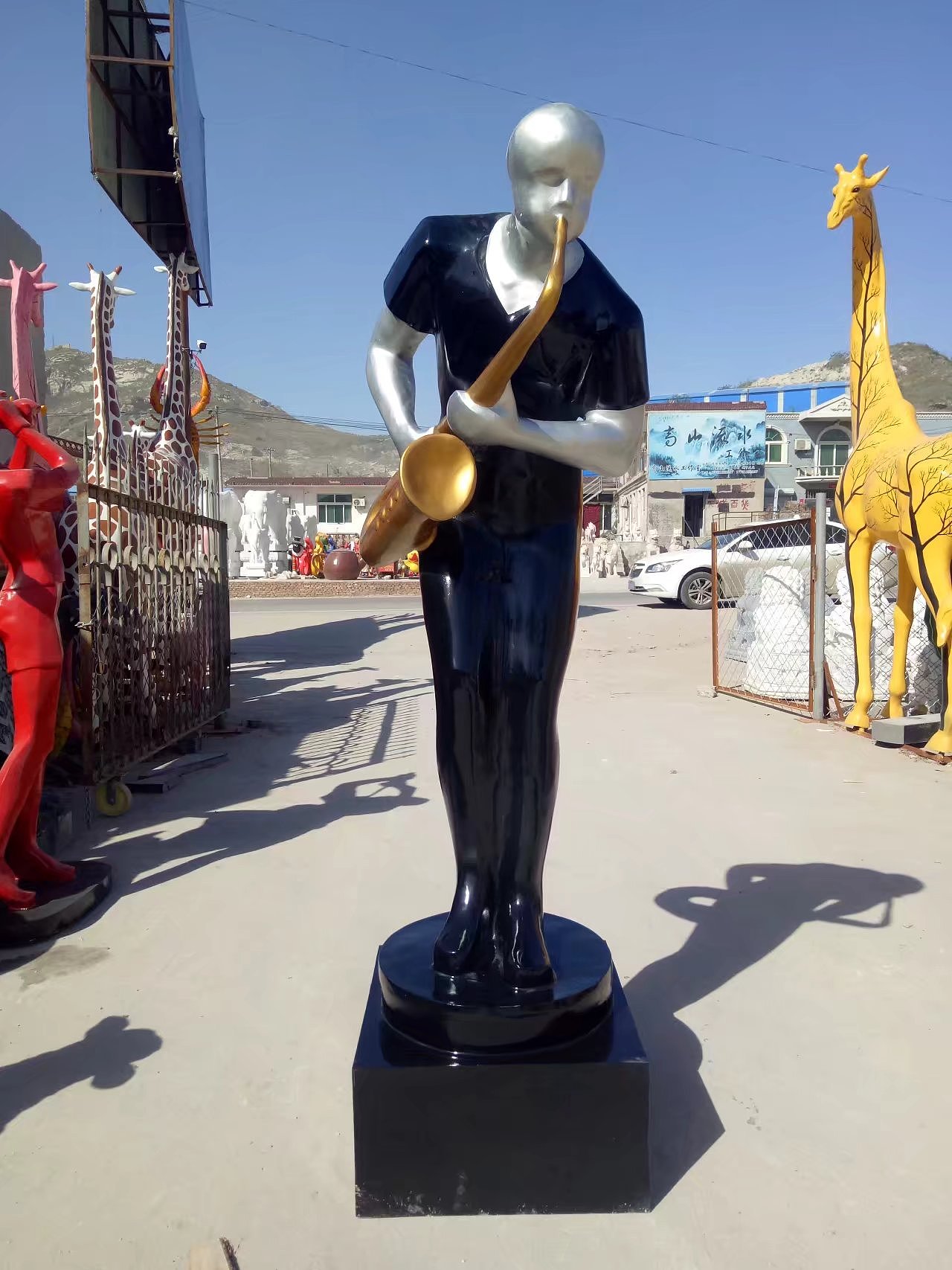 玻璃钢抽象音乐人雕塑  玻璃钢人物雕塑  户外景观摆件
