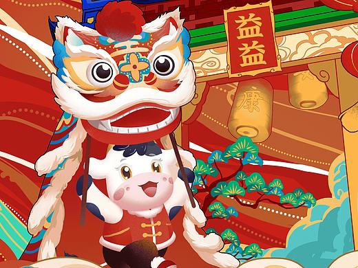 虎年礼盒包装外箱插画