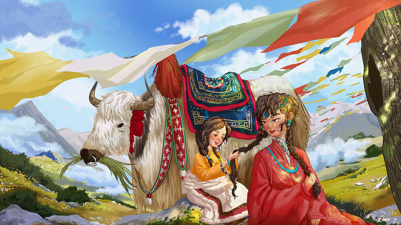 藏族人物插画（图ZMzA1ODQ3MDY4） - 创作习作 - 站酷设计师52栋楼少女原创素材 - 站酷ZCOOL