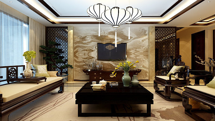 临淄装修公司丨棠悦150平中式装饰装修设计效果图案例