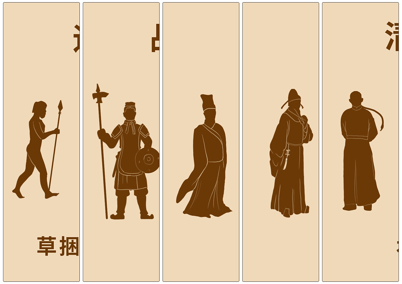 从古至今枕头的演变,这几个人物剪影很好做