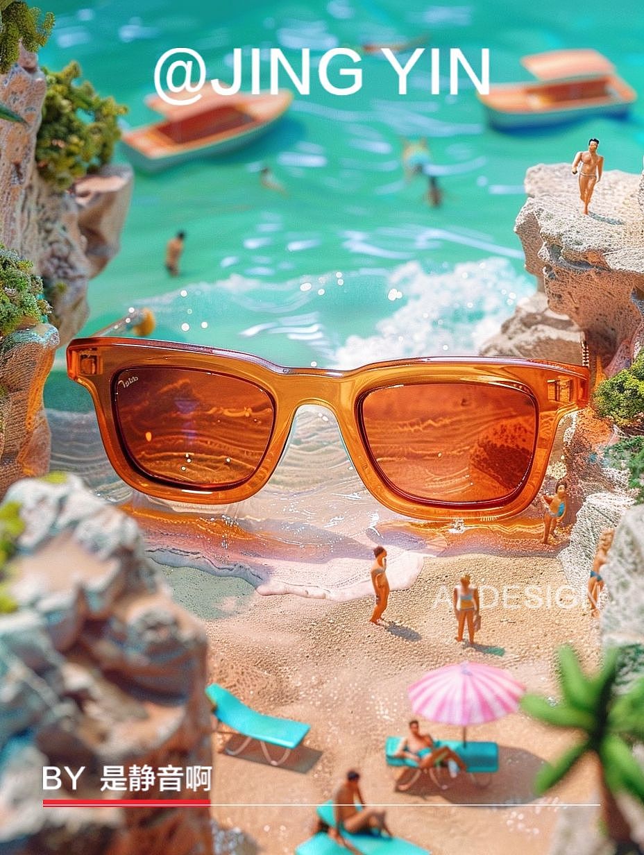 AI 创意摄影｜墨镜下的微缩沙滩 咒语直出（图ZMzY0OTk5Mzk2） - AI作品 - 站酷设计师AIGC是静音啊原创素材 - 站酷ZCOOL