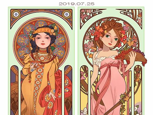 穆夏大师作品临摹——过程