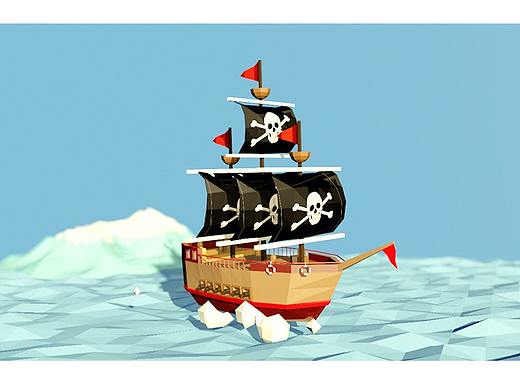 海盗船C4D低多边形练习 lowpoly