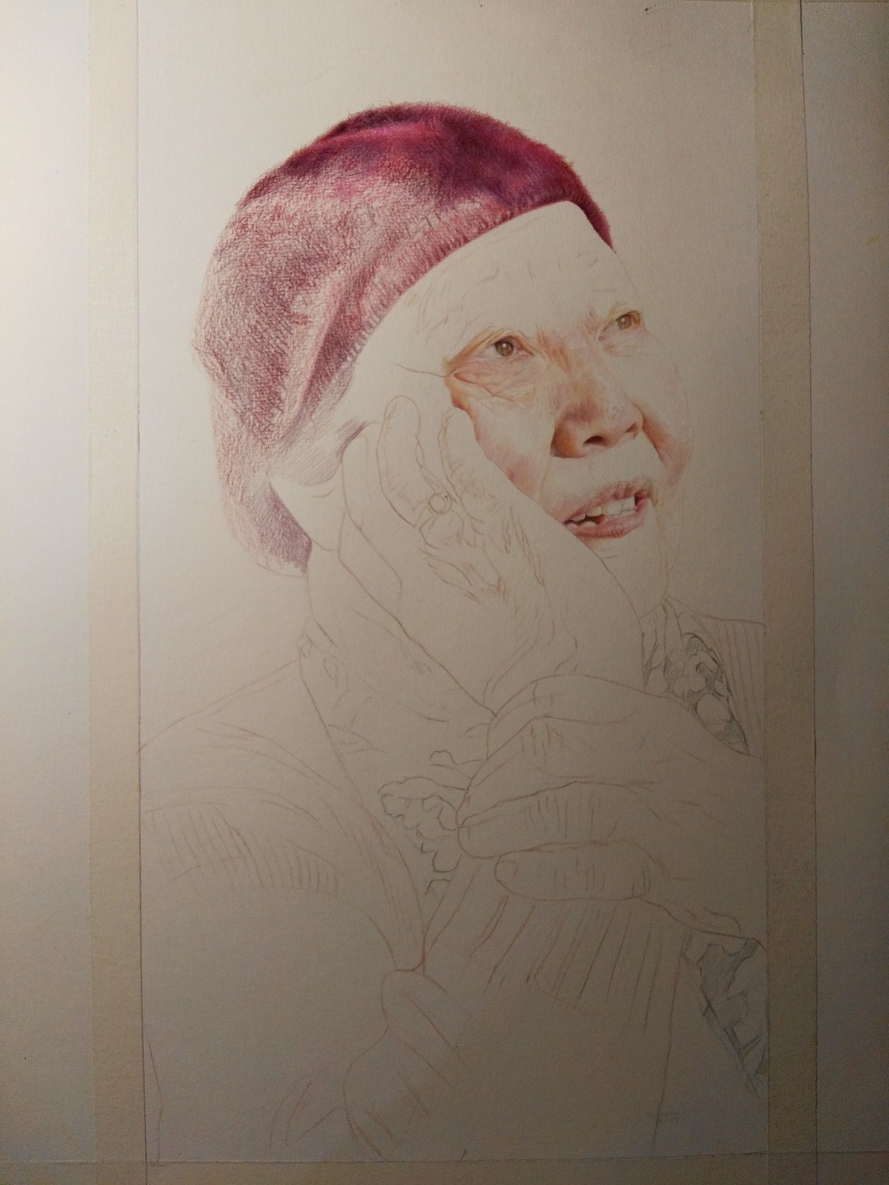 写实彩铅作品奶奶