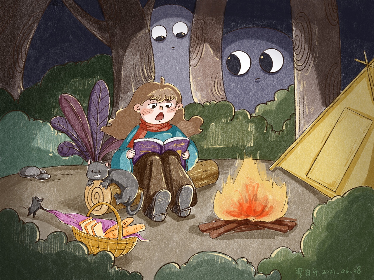 森林故事会插画