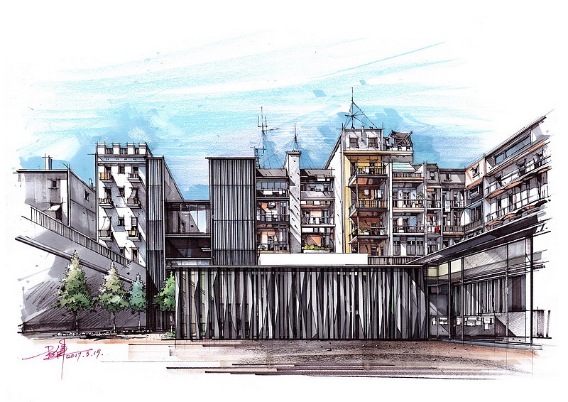 杜健建筑手绘作品(卓越手绘)|空间|建筑设计|吕律谱 - 原创作品