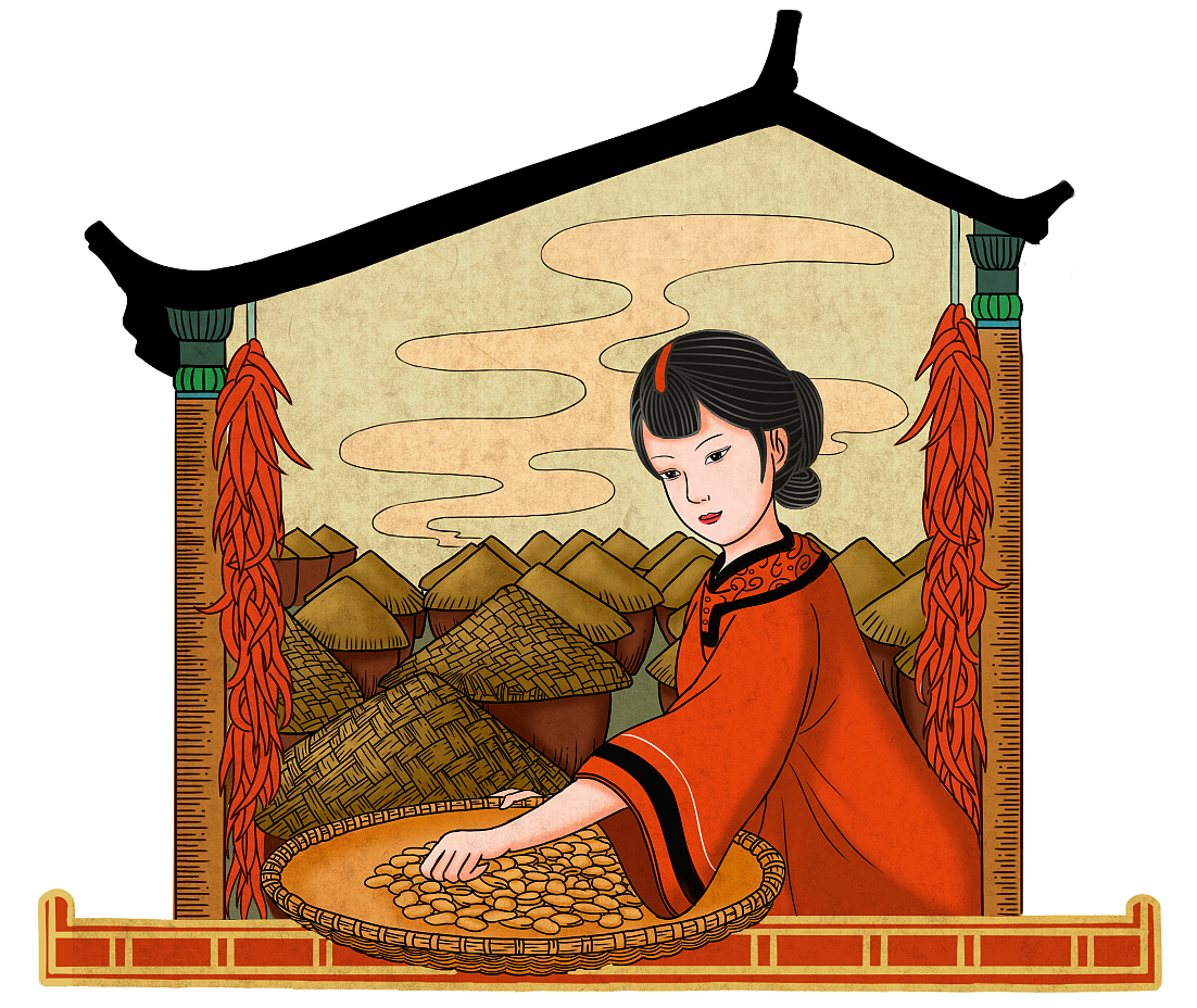 吃的,用的,穿的,这几次插画中接触的类型就是传统工艺,首先豆腐乳是