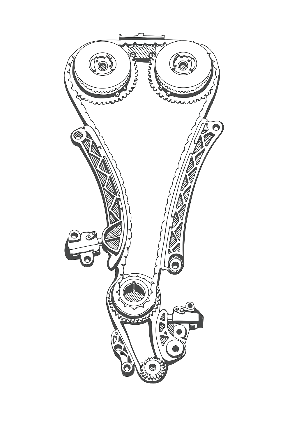 手绘汽车发动机