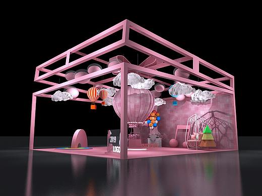 网红打卡点直播间快闪店3d效果图设计