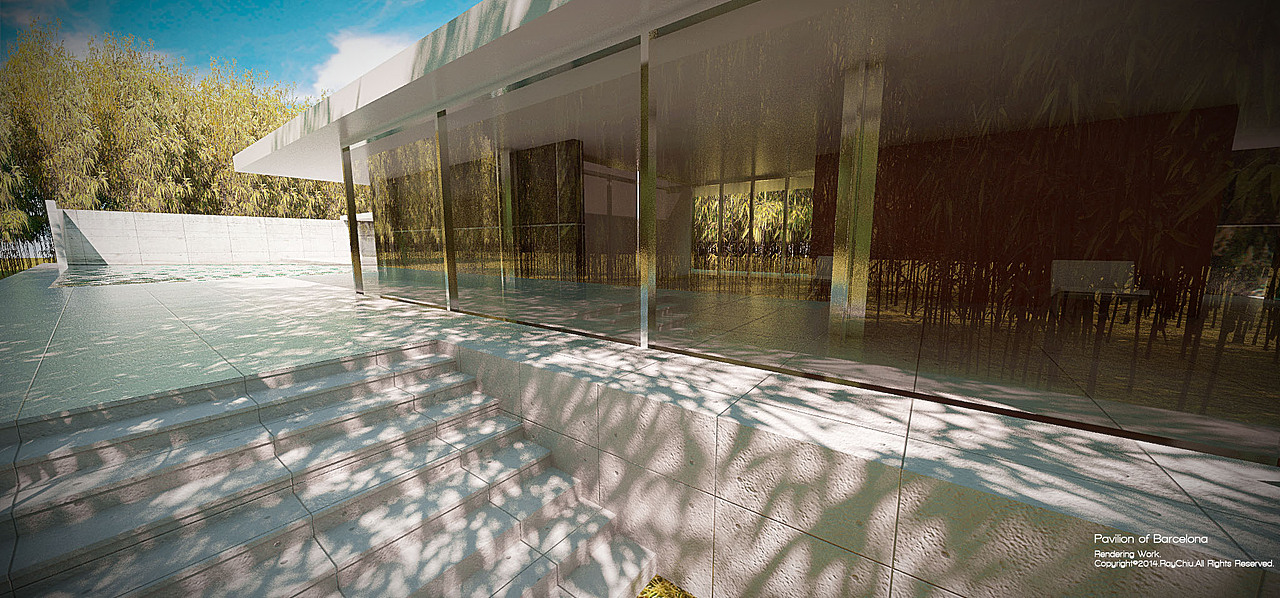 Pavilion of Barcelona渲染练习（图ZMTUxNjE2NTI=） - 建筑/空间 - 站酷设计师RayChiu原创素材 - 站酷ZCOOL