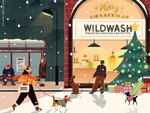 英国WILDWASH圣诞主题插画
