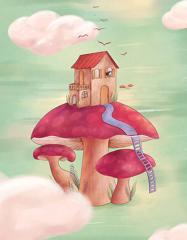 蘑菇上的家（图ZMTA2MjYxNjQ4） - 创作习作 - 站酷设计师李那那原创素材 - 站酷ZCOOL