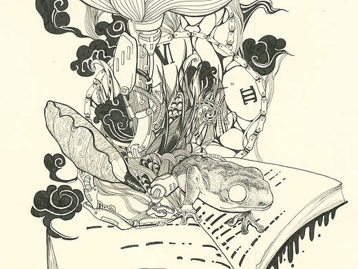 手绘黑白装饰画