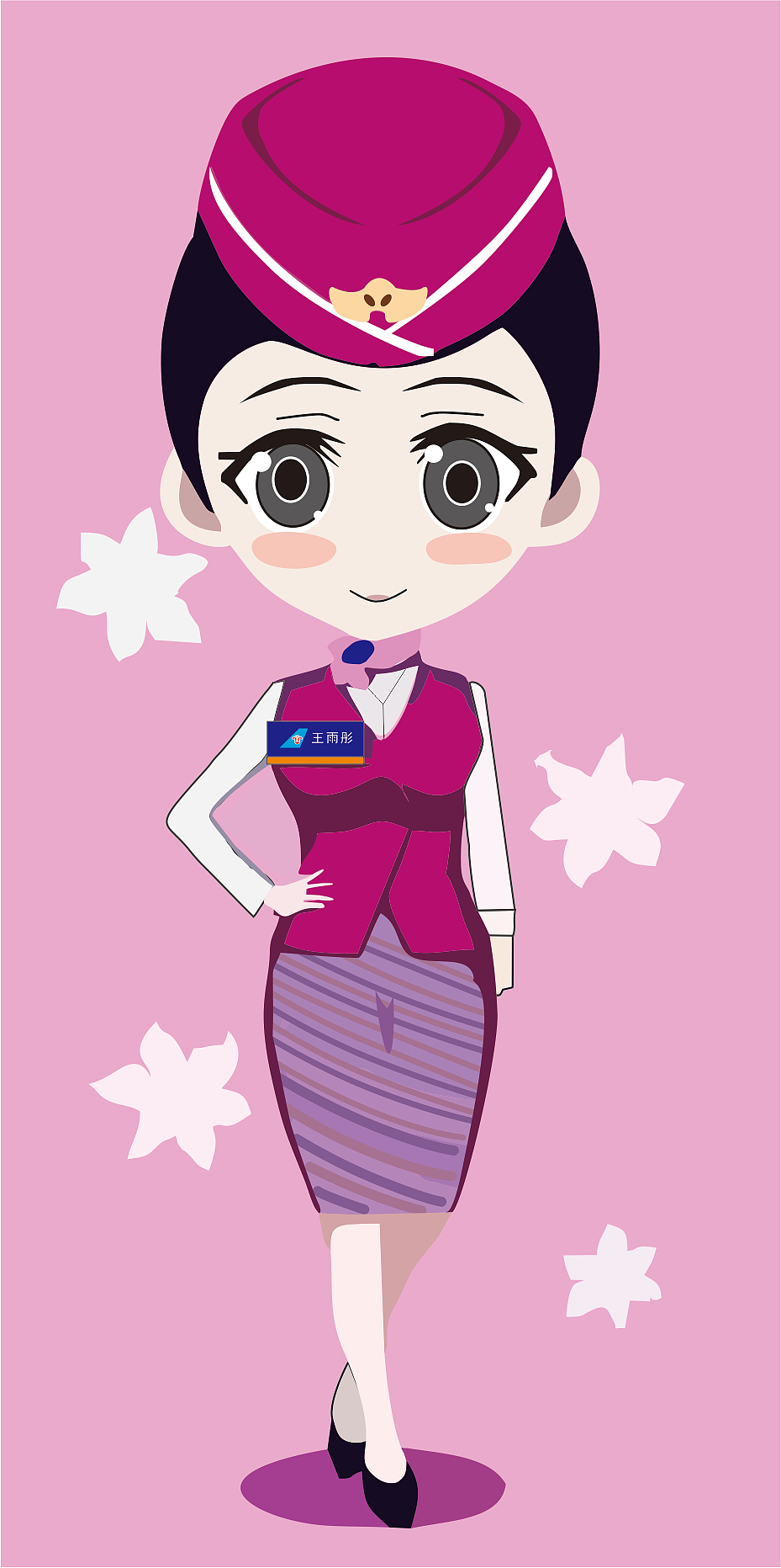 中国南方航空空姐卡通形象勾图