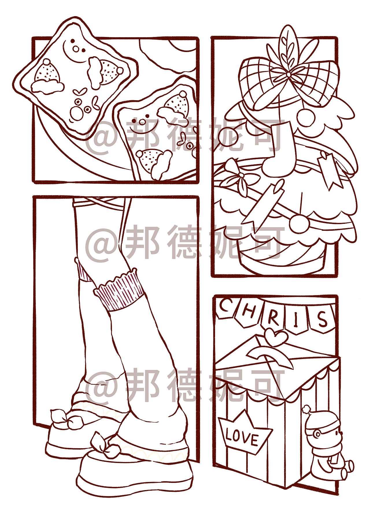 分镜插画--2022圣诞系列（图ZMzI1OTIxMTYw） - 艺术插画 - 站酷设计师邦德妮可原创素材 - 站酷ZCOOL
