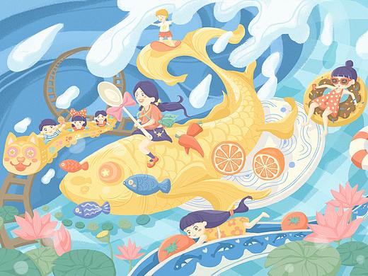 插画  美食游乐场