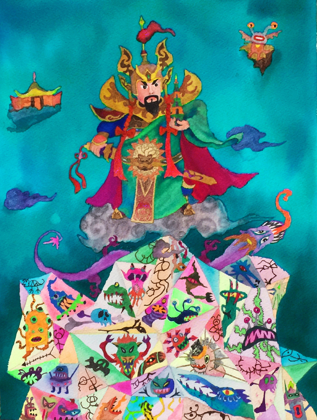 天宫届——托塔李天王|插画|新锐潮流插画|yuxiang7u_原创作品-站酷