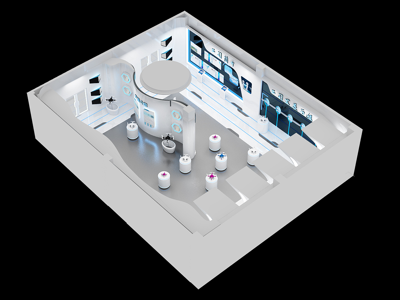 航空无人机飞机科技现代展厅效果图（图ZMjE0MDI5NzAw） - 其他三维 - 站酷设计师3D设计联系我原创素材 - 站酷ZCOOL