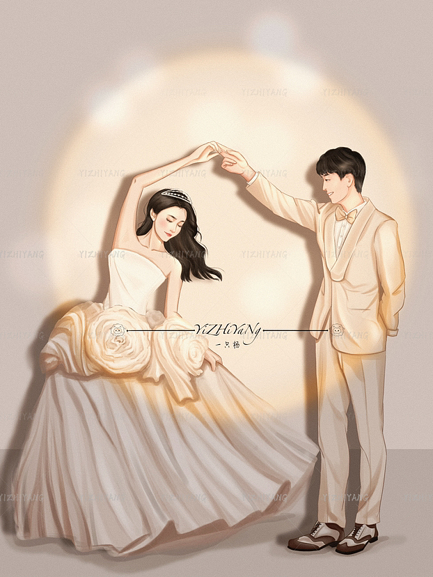 手绘婚纱照|婚礼插画•光影
