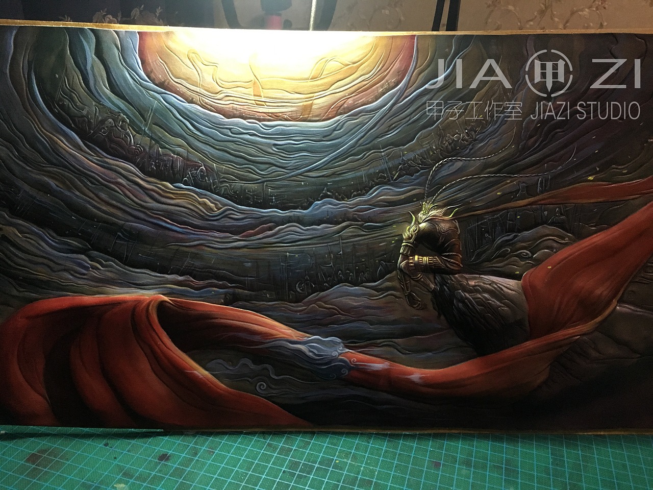 甲子工作室  大圣归来  皮雕皮艺装饰画 