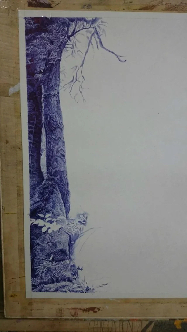 圆珠笔画森林一