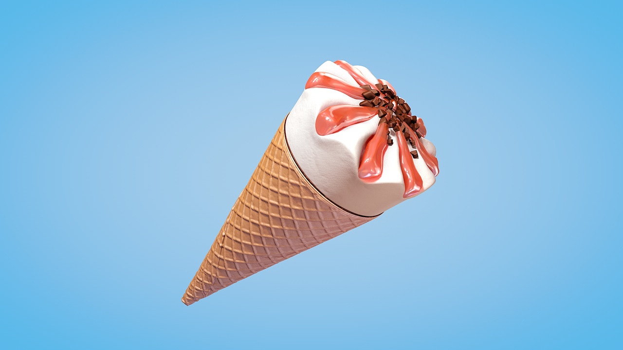 蛋筒冰淇淋 蛋筒冰激淋 ice cream 3d三维全息模型