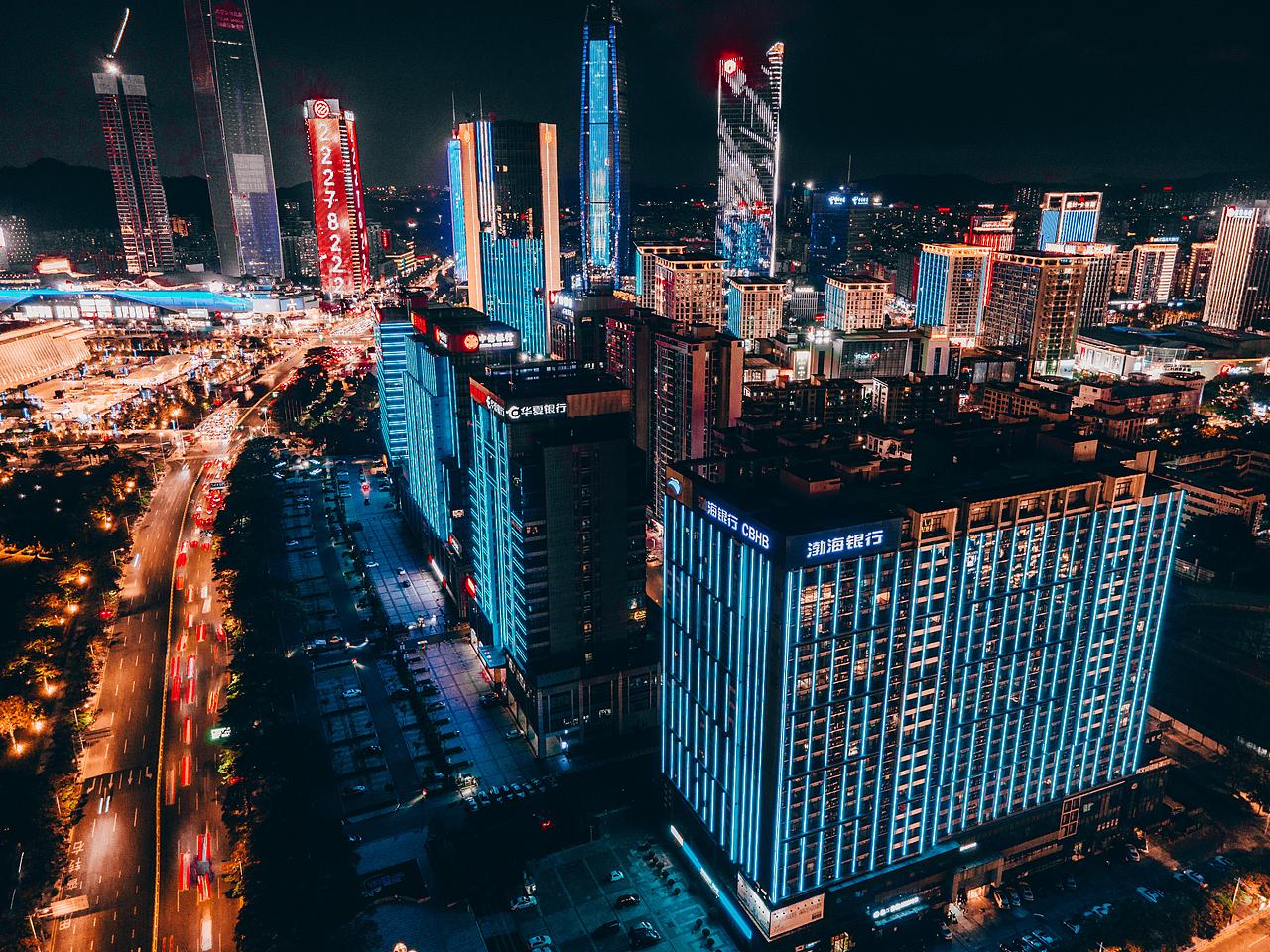 东莞南城夜间航拍