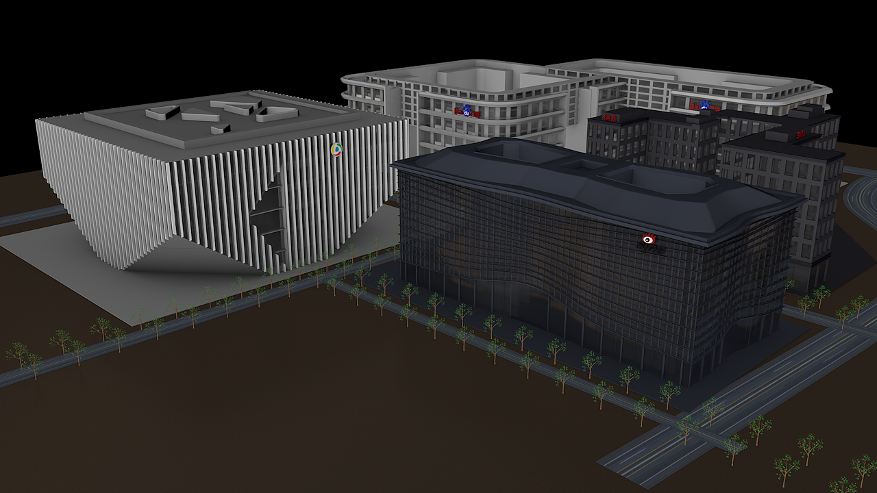 中关村软件园四大互联网巨头建筑模型