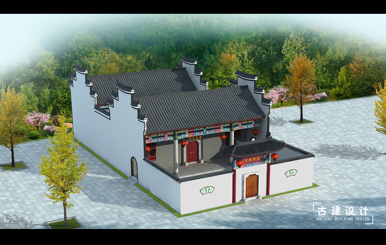 某地祠堂效果|三维|建筑/空间|ac古建筑设计 - 原创作品 - 站酷