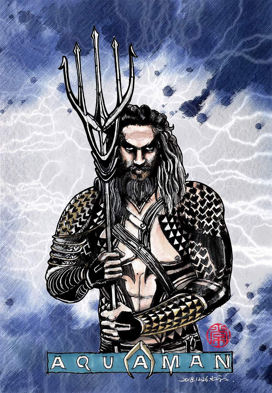 《海王》手绘步骤图_画设计-站酷zcool