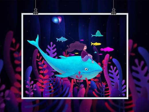 梦幻海洋插画（个人主页-ZMjk0NzI0NTY=） - 创作习作 - 站酷设计师梁小才原创素材 - 站酷ZCOOL