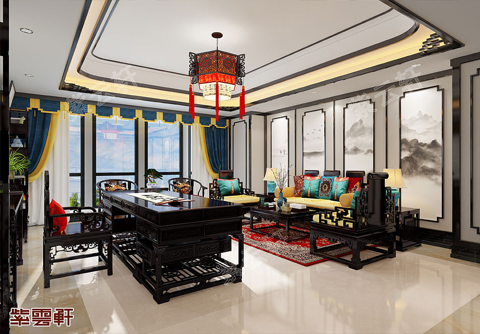 江苏省苏州市别墅中式装修——绝美的中国色（图ZMjUwNjY0MjQ0） - 家装设计 - 站酷设计师紫云轩中式原创素材 - 站酷ZCOOL