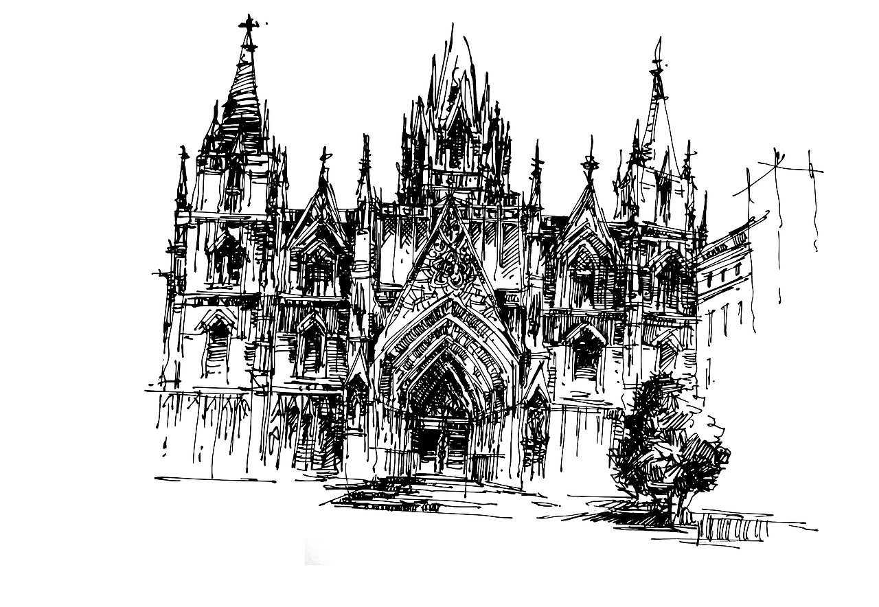 钢笔建筑手绘步骤