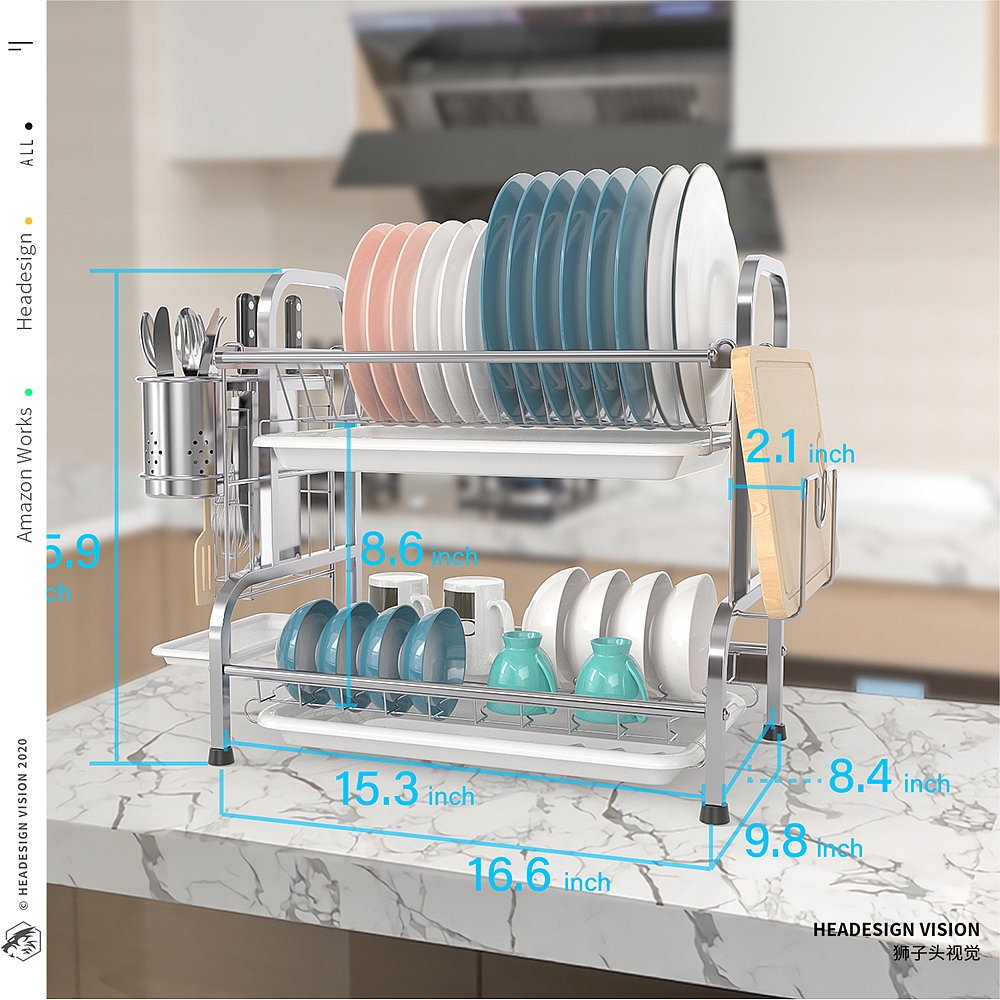碗碟架产品拍摄_主图设计_A+页面设计-狮子头视觉（图ZMjI4ODM3NjEy） - 电商 - 站酷设计师亚马逊主图设计原创素材 - 站酷ZCOOL
