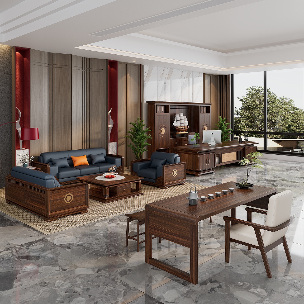 新中式,大欧式,乌金木家具建模渲染场景表现
