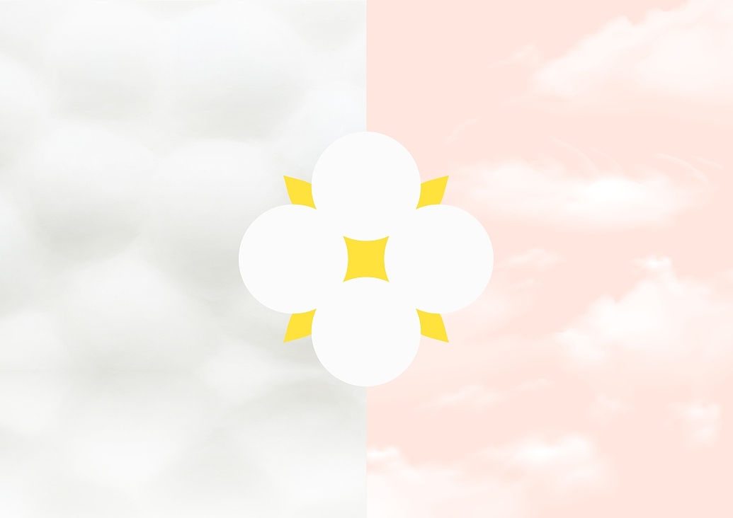 用氛围烘托 <br>100%棉的亲柔与舒适感<br><br>温柔的灰与粉,结合蓬松轻软的棉柔图形,<br>让人陷入到舒适而温柔的视觉氛围中。<br>小面积的黄色与金色,则用来点亮,<br>让产品的也具有精气神和价值感。