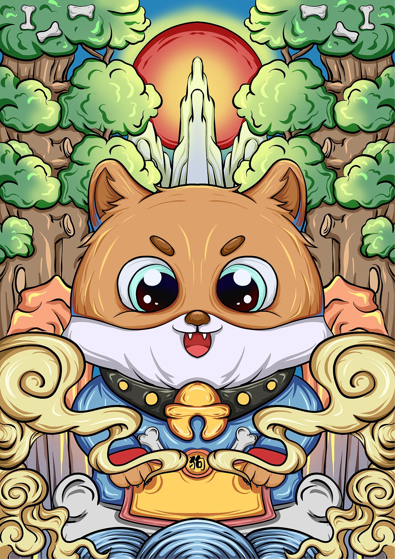 国潮十二生肖插画