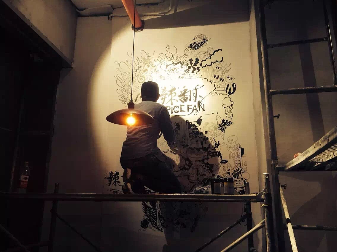 辣翻火锅插画墙绘设计创作