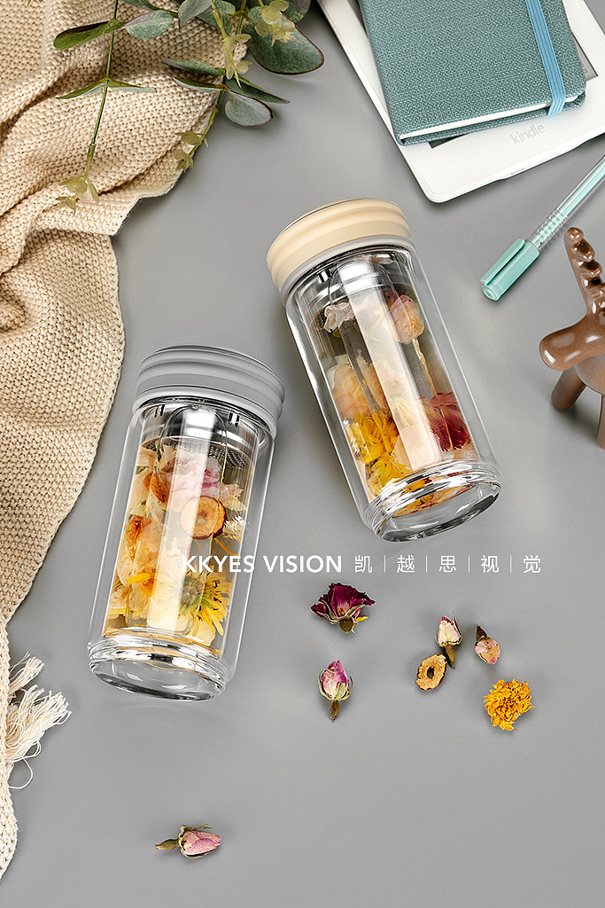 玻璃水杯 保温杯 双层 静物拍摄 产品商业摄影