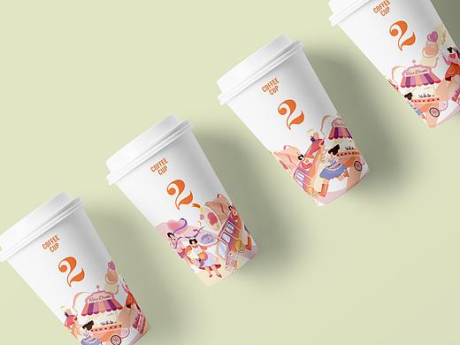 奶茶品牌包装插画 芋香系列奶茶