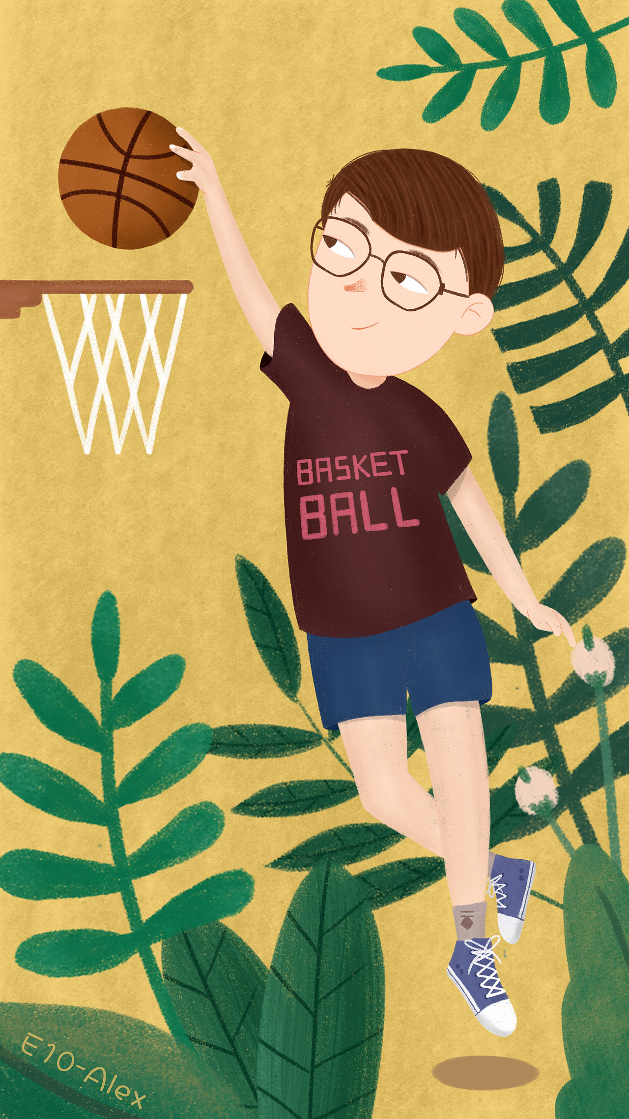 手绘插画-男孩 篮球|插画|商业插画|李晓驰alex - 原创作品 - 站酷 (z