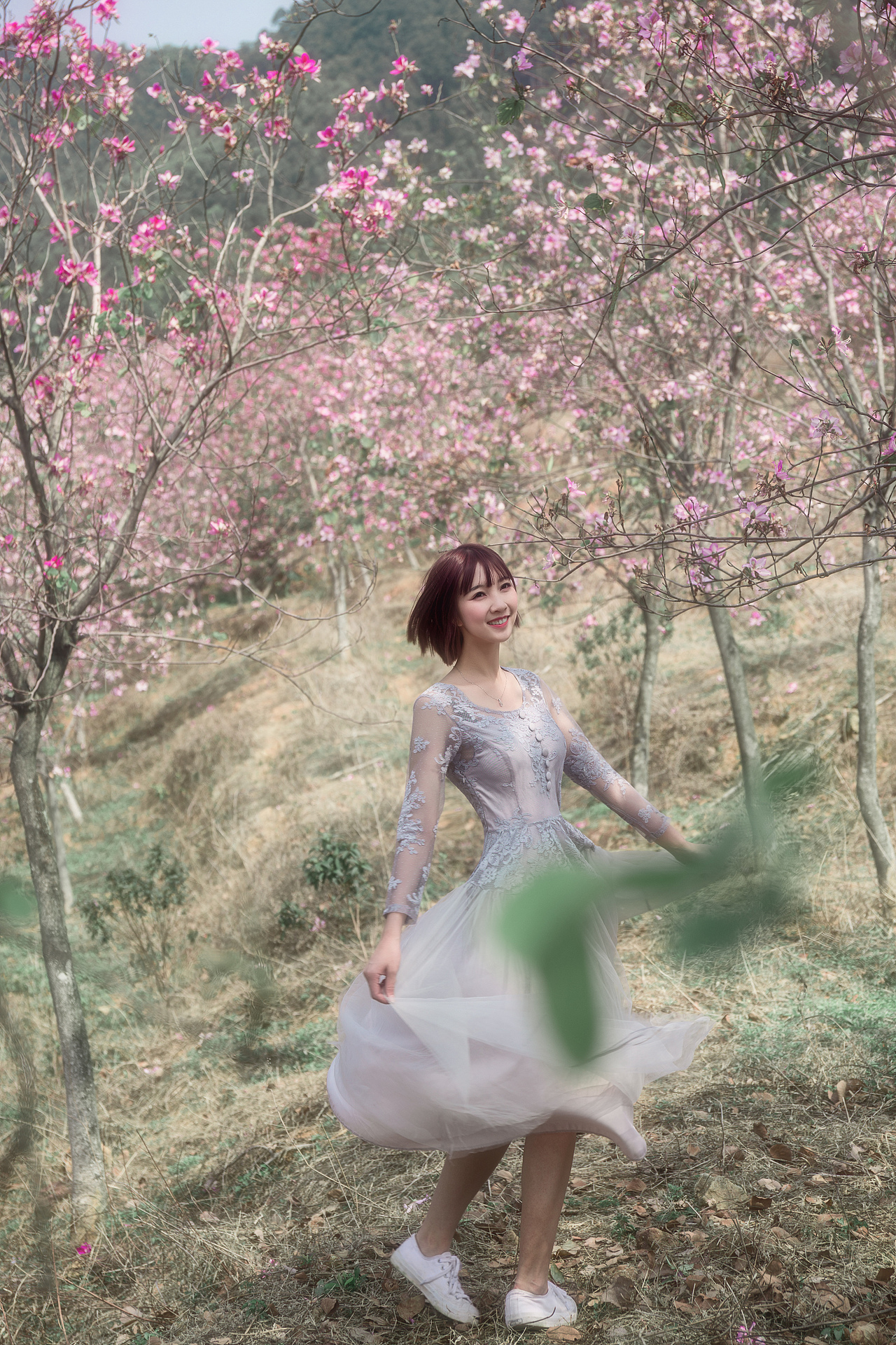 唯美柔和紫荆花人像